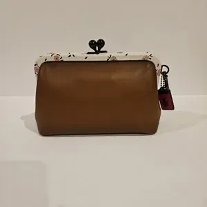 Coach Kisslock Clutch With Blocked Floral Print